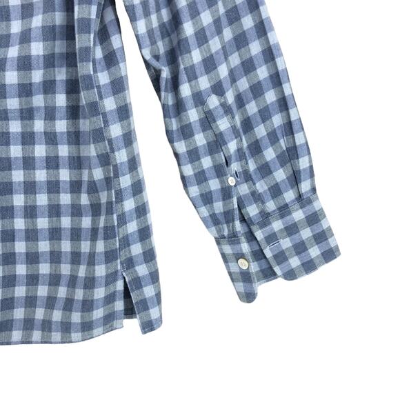 Canali Mens Size M Shirt Casual Button Front Gingham Cotton Blue Gray - Picture 11 of 16